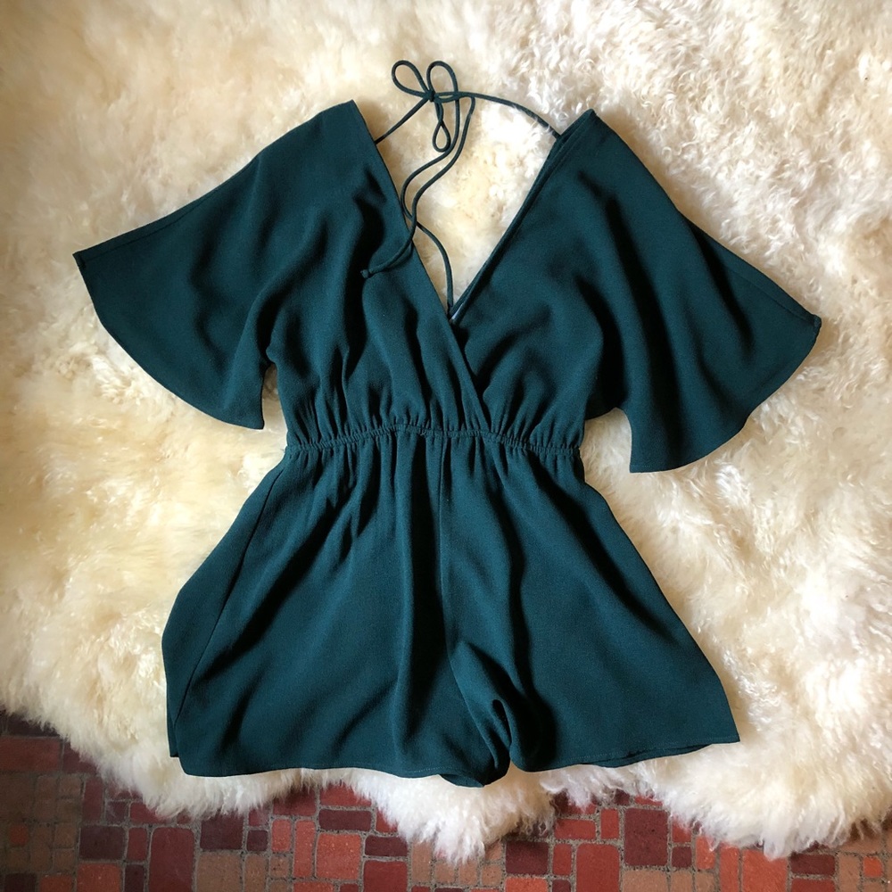 NWOT Emerald Green Romper